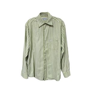 Alex Cannon Long Sleeve Sage Green / White Striped Button Front Long Sle…